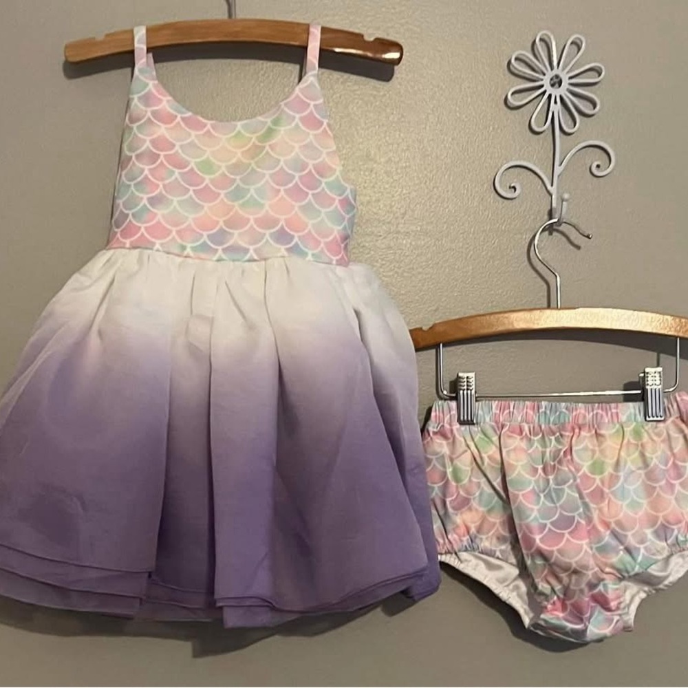 Colorful Scale Dress and Bloomers Set